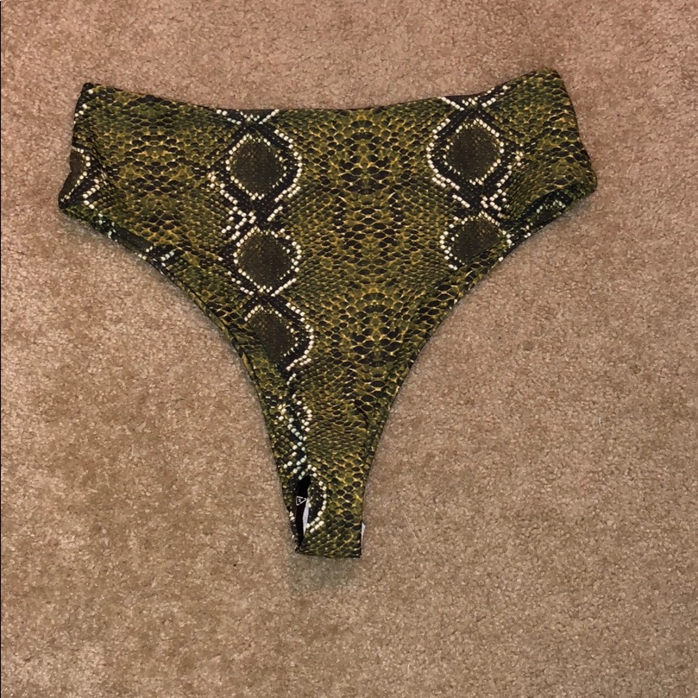 Green snake skin high wasted bikini bottoms